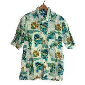 Fishing Life Men's Marlin Palm Lightweight Summer Fishing Shirt Size Medium